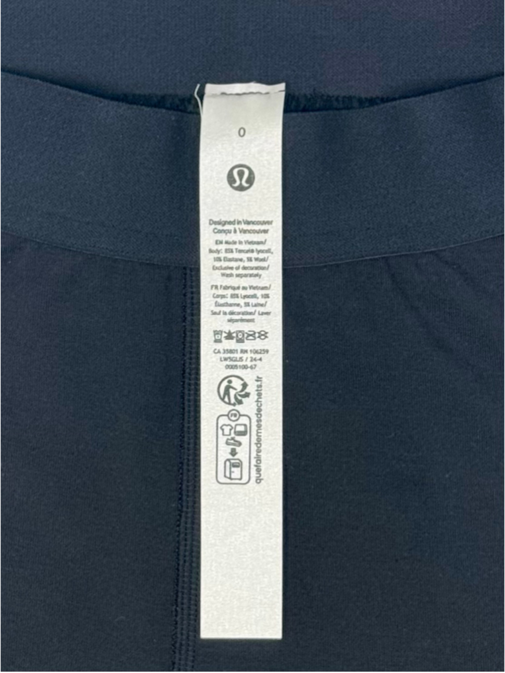 Lululemon High-Rise Base Layer Tight 28" - Size 0 - BLK/BONE - Picture 5 of 8